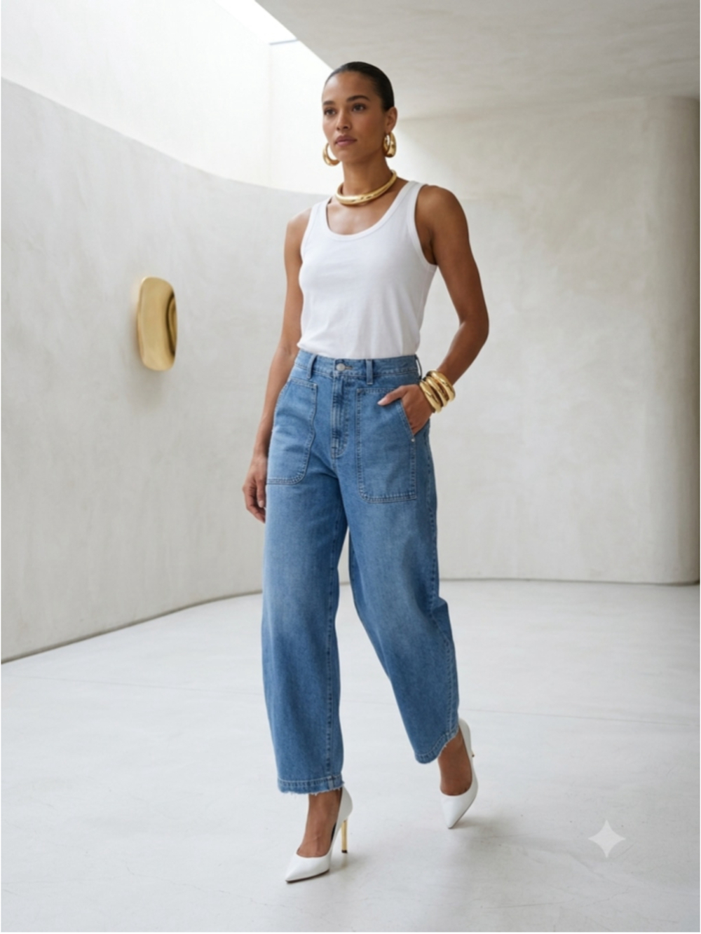 Madewell Balloon Jeans High Rise Wide Leg Utility Pocket Ankle Denim Pants Size
